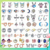 925 Silver Footprint Dragonfly Daisy Magnolia Stud Earrings For Women