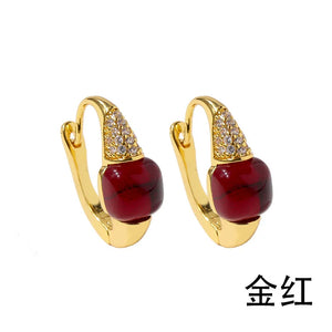 Square Zircon Earrings Plated 8 Colors - Birthday Gift Jewelry