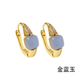Square Zircon Earrings Plated 8 Colors - Birthday Gift Jewelry