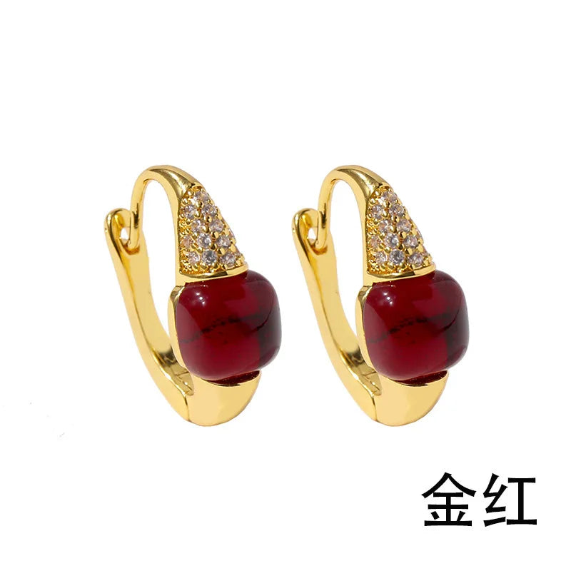 Square Zircon Earrings Plated 8 Colors - Birthday Gift Jewelry