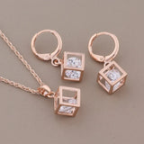 Natural Zircon Rose Earring Jewelry Set