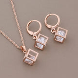 Natural Zircon Rose Earring Jewelry Set