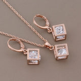 Natural Zircon Rose Earring Jewelry Set