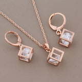 Natural Zircon Rose Earring Jewelry Set