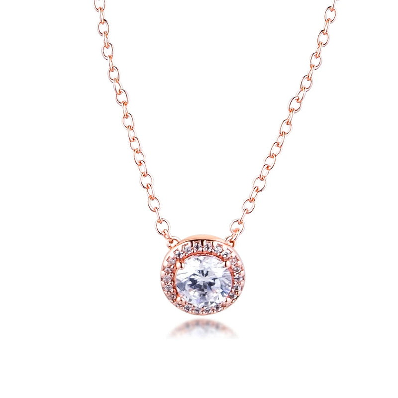Elegant Necklace 925 Sterling Silver Clear CZ Fine Jewelry