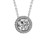925 Silver CZ Pendant Necklace Elegant Wedding Jewelry