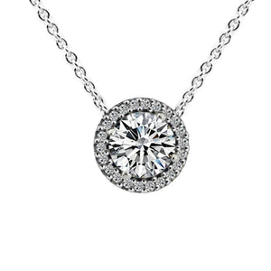 925 Silver CZ Pendant Necklace Elegant Wedding Jewelry