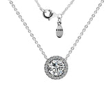 925 Silver CZ Pendant Necklace Elegant Wedding Jewelry
