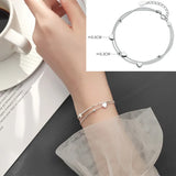 925 Sterling Silver Double Chain Love Hearts Bracelet For Women