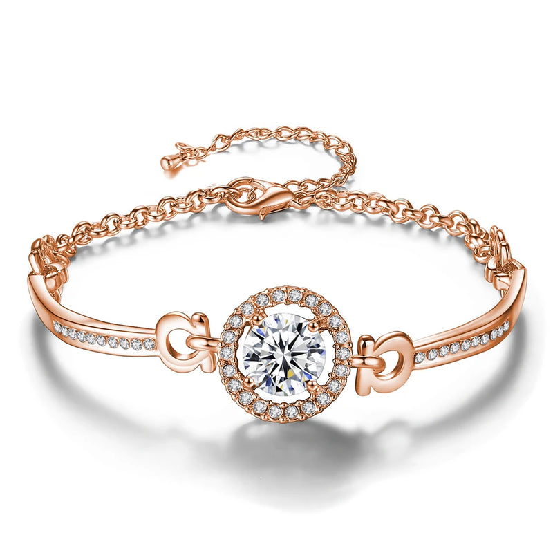 Women's Silver Zircon Bracelet - Elegant Charm Bangle