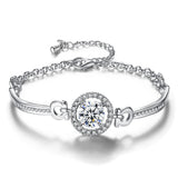 Women's Silver Zircon Bracelet - Elegant Charm Bangle