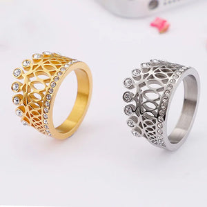 Crown Ring Stainless Steel Cubic Zirconia Anniversary Ring