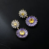 Flower Drop Earrings S925 Silver Needle Tassel Women Jewelry