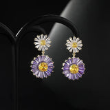 Flower Drop Earrings S925 Silver Needle Tassel Women Jewelry
