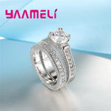 925 Sterling Silver CZ Stone Engagement Ring Set