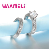 925 Sterling Silver CZ Stone Engagement Ring Set