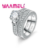 925 Sterling Silver CZ Stone Engagement Ring Set