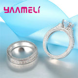 925 Sterling Silver CZ Stone Engagement Ring Set
