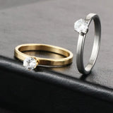 Classic Zircon Rings for Couple Stainless Steel Wedding Bands