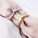 Classic Zircon Rings for Couple Stainless Steel Wedding Bands