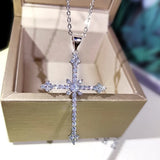 Eternal Love Cross Necklace 925 Silver Lady Pendant AAAA Zircon
