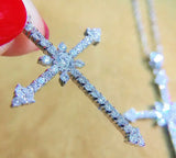 Eternal Love Cross Necklace 925 Silver Lady Pendant AAAA Zircon