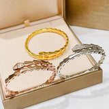 925 Sterling Silver Diamond Snake Bone Bracelet