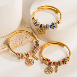Evil Eyes Tree of Life Cuff Bracelet Plated Open Bangle