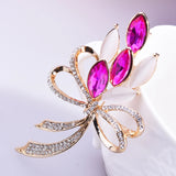 Opal Crystal Bow Brooch Pin for Women