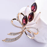 Opal Crystal Bow Brooch Pin for Women