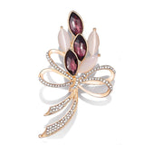 Opal Crystal Bow Brooch Pin for Women
