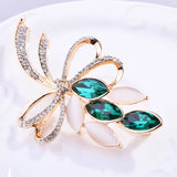 Opal Crystal Bow Brooch Pin for Women