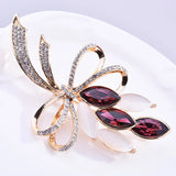 Opal Crystal Bow Brooch Pin for Women