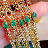 Water Drop Lab Emerald Chain Tennis Bracelet for Women