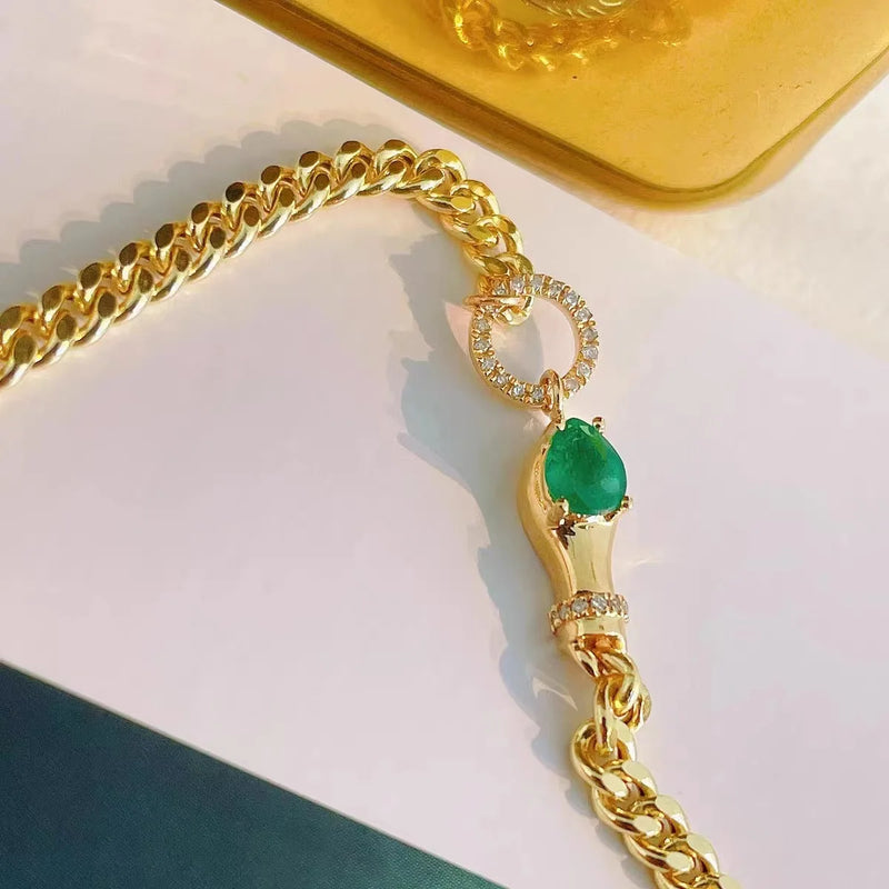 Water Drop Lab Emerald Chain Tennis Bracelet for Women