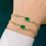 Water Drop Lab Emerald Chain Tennis Bracelet for Women