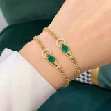Water Drop Lab Emerald Chain Tennis Bracelet for Women