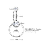 Zircon Women Sexy Belly Button Rings Titanium Surgical Navel Piercing 14G