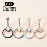 Zircon Women Sexy Belly Button Rings Titanium Surgical Navel Piercing 14G