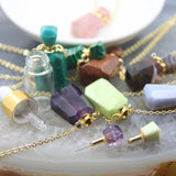 Faceted Gemstone Essential Oil Diffuser Vial Pendant Necklace