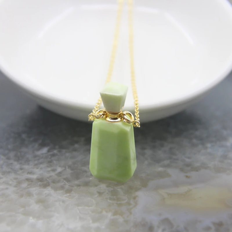 Faceted Gemstone Essential Oil Diffuser Vial Pendant Necklace