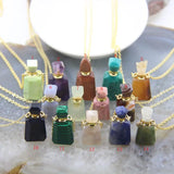 Faceted Gemstone Essential Oil Diffuser Vial Pendant Necklace