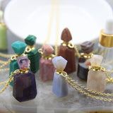 Faceted Gemstone Essential Oil Diffuser Vial Pendant Necklace