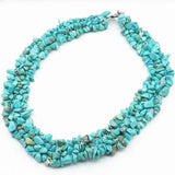 Classic 4X8MM Turquoises Necklace Double Chip Beads Nylon Line Weave 18in