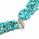 Classic 4X8MM Turquoises Necklace Double Chip Beads Nylon Line Weave 18in