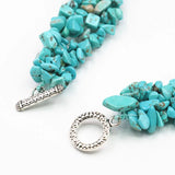 Classic 4X8MM Turquoises Necklace Double Chip Beads Nylon Line Weave 18in