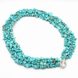 Classic 4X8MM Turquoises Necklace Double Chip Beads Nylon Line Weave 18in