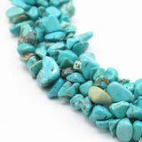 Classic 4X8MM Turquoises Necklace Double Chip Beads Nylon Line Weave 18in
