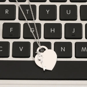 925 Silver Love Edge Enamel Key Necklace for Woman