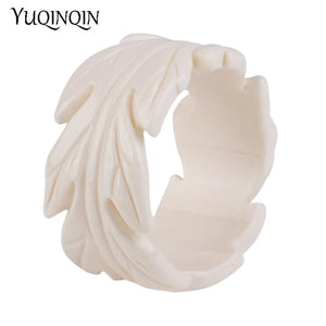 Engraved Flowers Acrylic Cuff Bracelet Vintage Resin Bangle